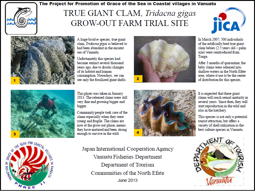 Signboard of True Giant Clam Grow-out Farm Trial